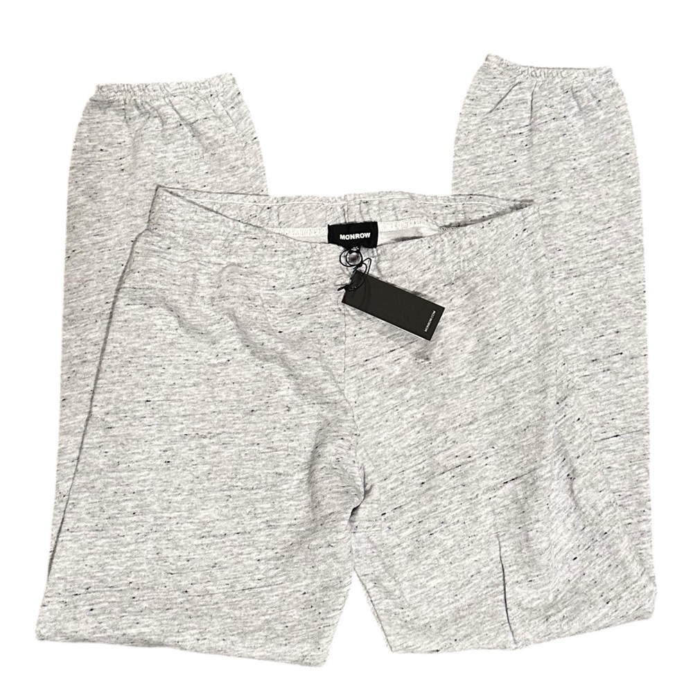 Monrow Heather Grey Elastic Waist Sweatpants Joggers Size L Large NWT